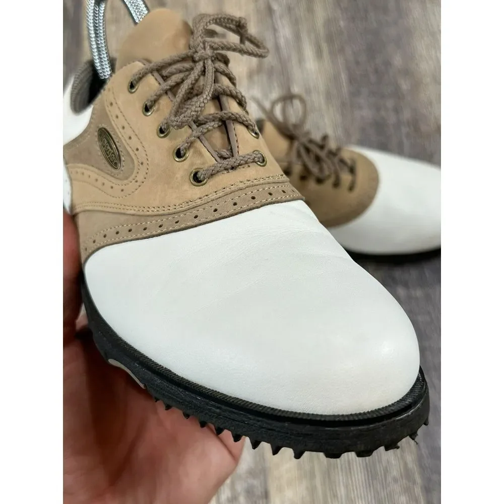 Footjoy Softjoys Terrains 98308 Womens Saddle Golf Shoes Size 7.5 M‎ White & Tan